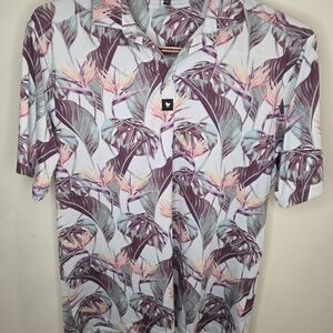 Bad Birdie Purple and Pink Tropical Polo